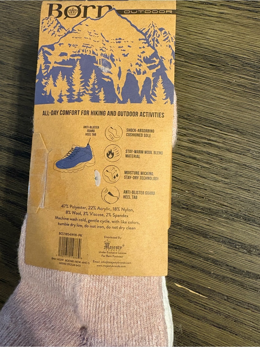 Born Outdoor No-Show Socks in Light Pink and grey wool, set of 4 - Picture 3 of 5